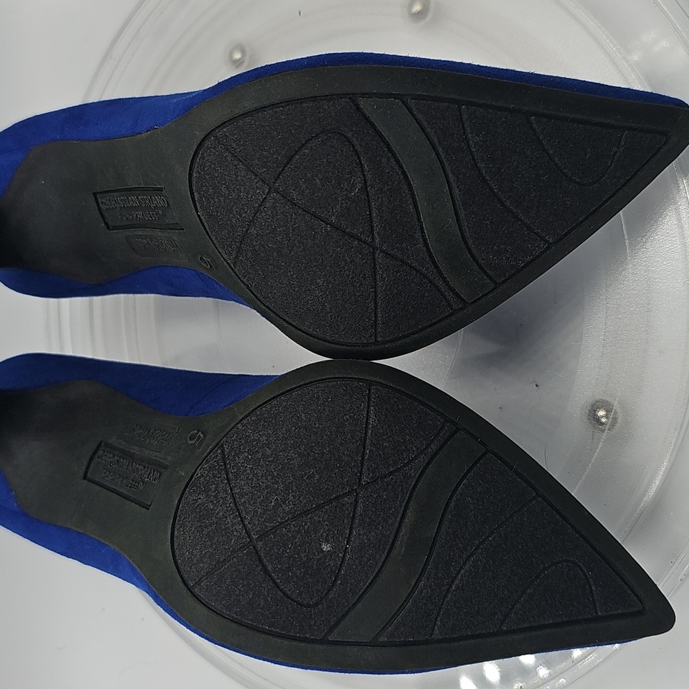 K Christian Siriano Blue Suede Heels Sz 5 - Picture 11 of 13